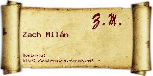 Zach Milán névjegykártya